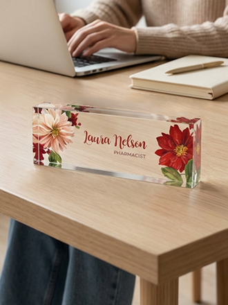 Acrylic Floral Nameplate